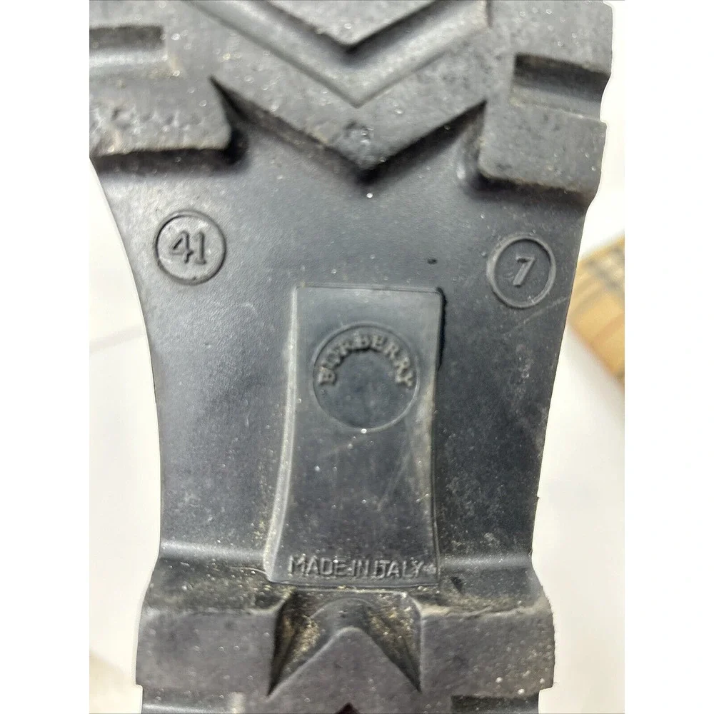 Burberry Rubber Rain Boots Women's Knee High Sz 7 Brown Novacheck Print Italy - Picture 9 of 9